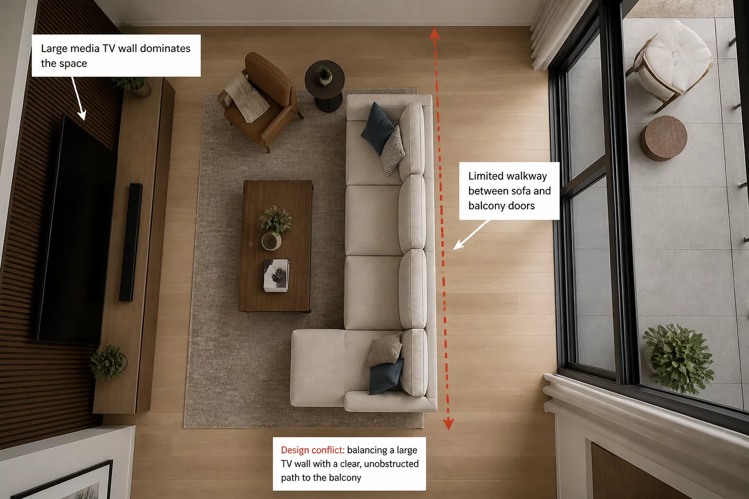 Balcony Access vs TV Wall
