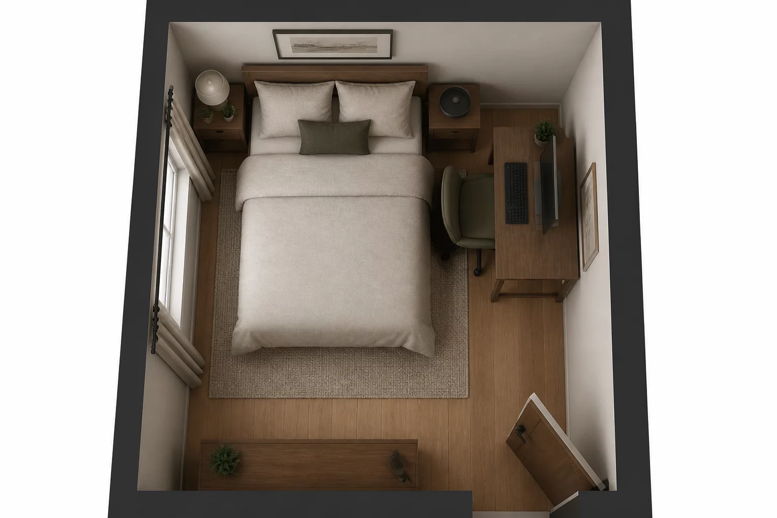 Squeezing a Desk in the Bedroom