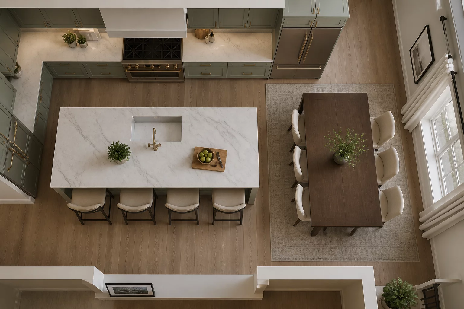 A Better Kitchen Triangle Reduced Dining Space