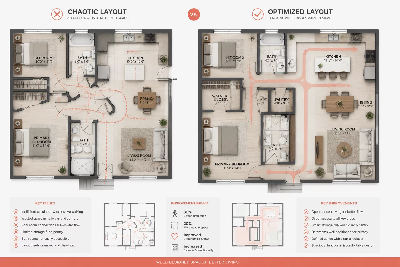 Before and after layout comparison